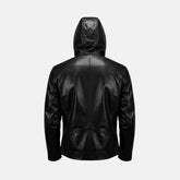 Biker Style Mens Hooded Leather Jacket